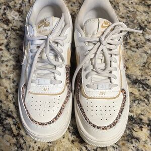 Nike Air Force 1 White and Leopard Print Women's Shoes